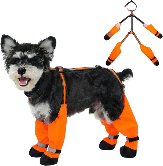 Winter Dog Boots with Suspenders Rain Boots for Dogs anti Lost & Waterproof