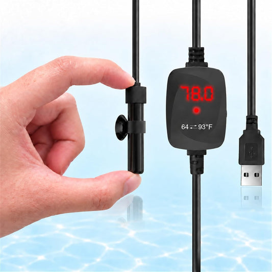10W 5V/2A USB Thumb-Sized Mini Aquarium Heater with LED Digital Thermostat