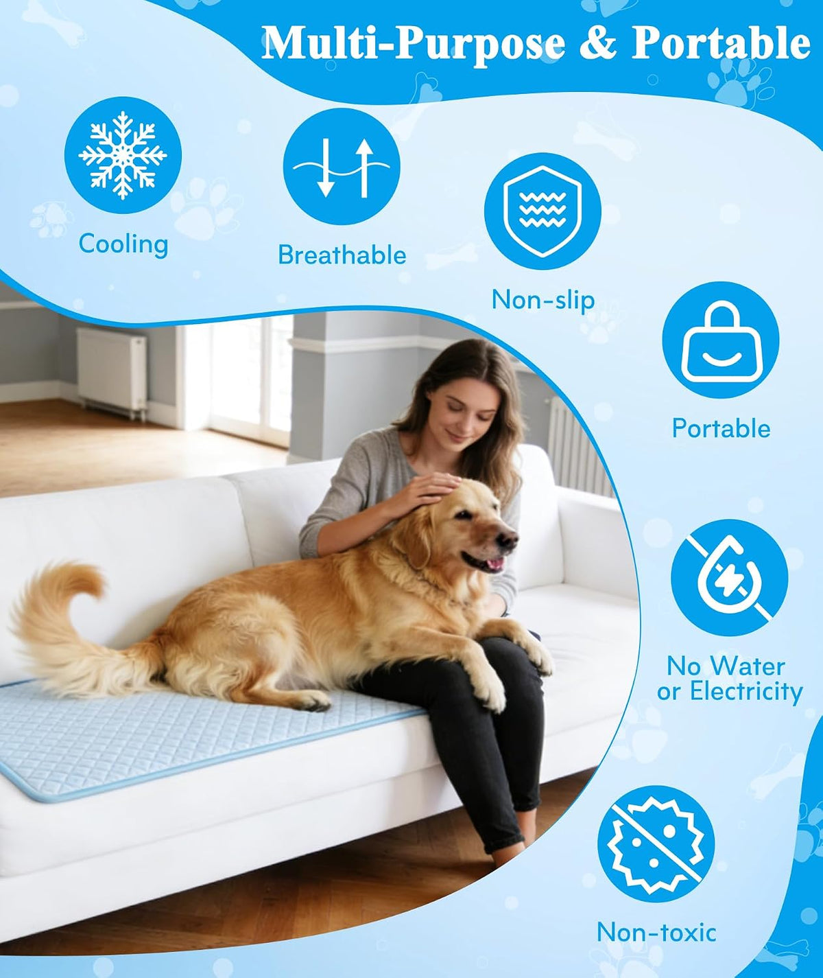 Dog Cooling Mat, Self Cooling Non-Gel Cooling Mat for Dogs Cat Use