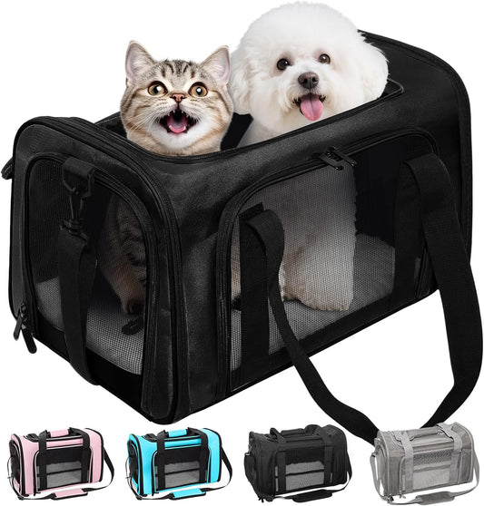 Soft-Sided Cat Carrier 20X13X13 in Expandable Travel Pet Bag 22LBS