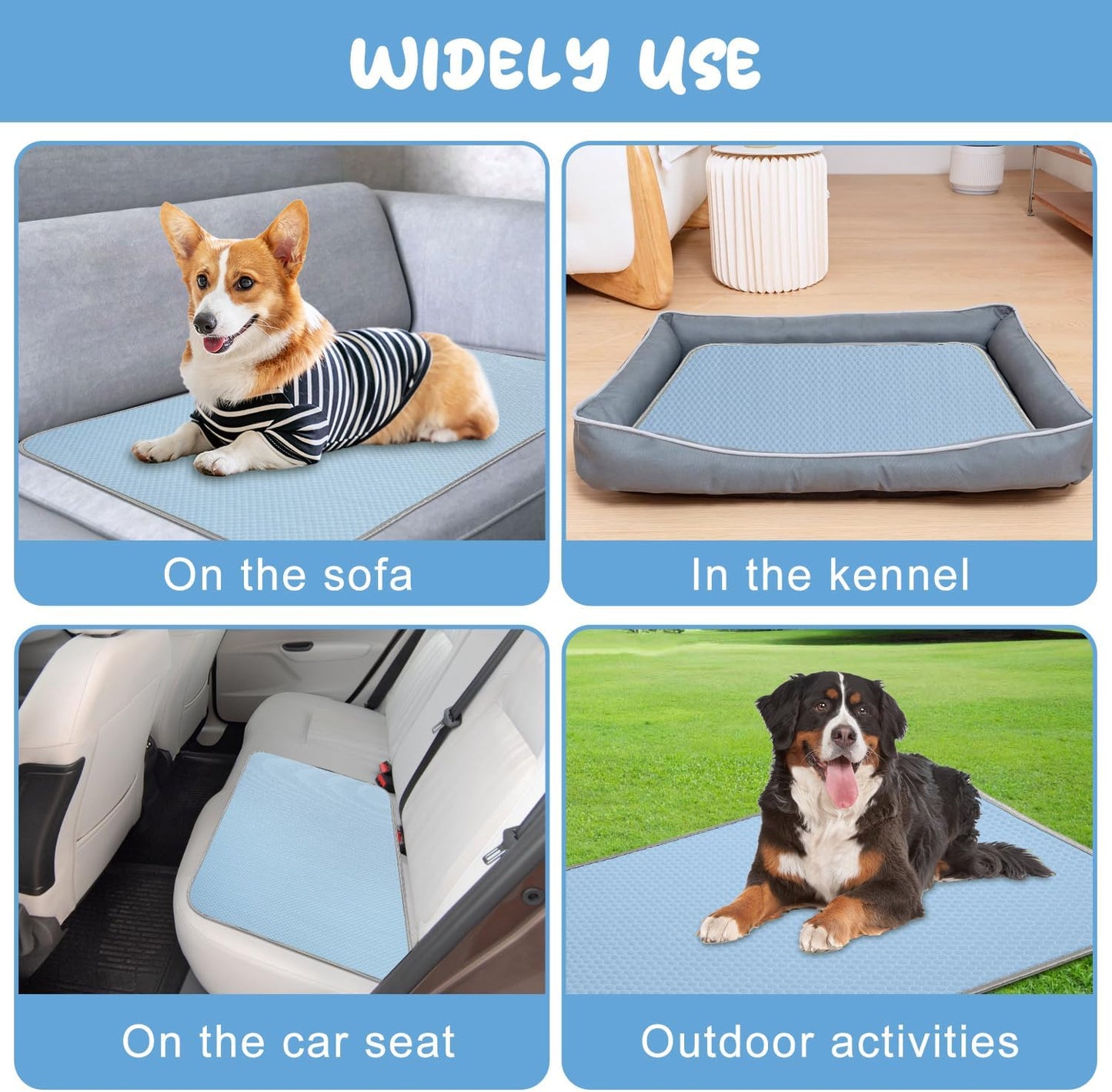 Buvlnee Summer Dog Cooling Mat Washable Ice Silk Self Cool Pad for Small Medium Large Dogs and Cats, Pet Sleeping Pad for Crate, Bed, Indoor & Outdoor Floor, Car Seats