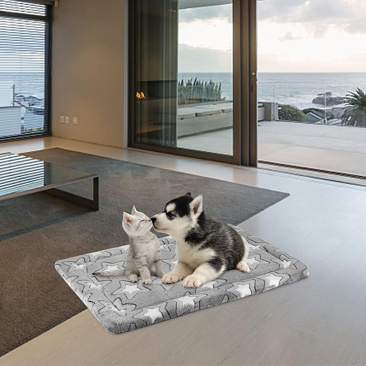 EMPSIGN Dog Crate Pad for 24"X18" Dog Crate, Star Pattern/Grey