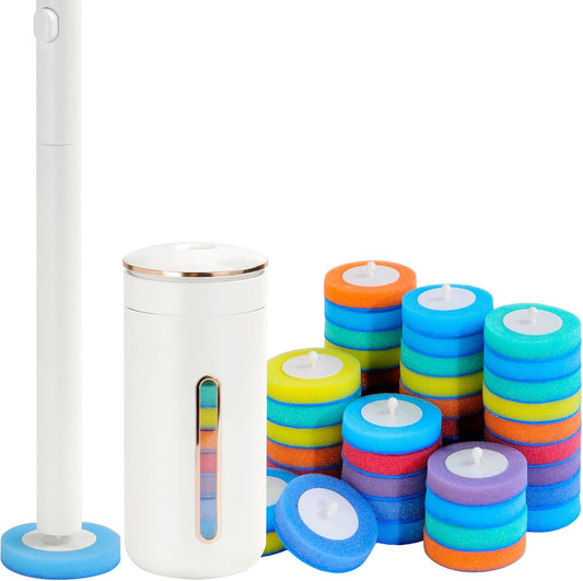 Disposable Toilet Brush, Wall-Mounted Toilet Wand Kit, 24 Refills