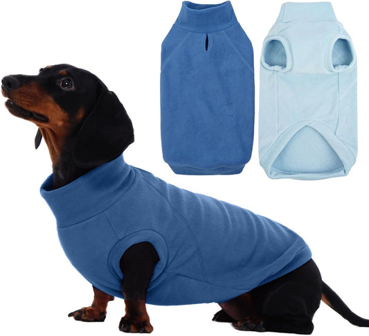 2 Pack Fleece Sweater for Dachshund with Leash Hole Wiener Pullover