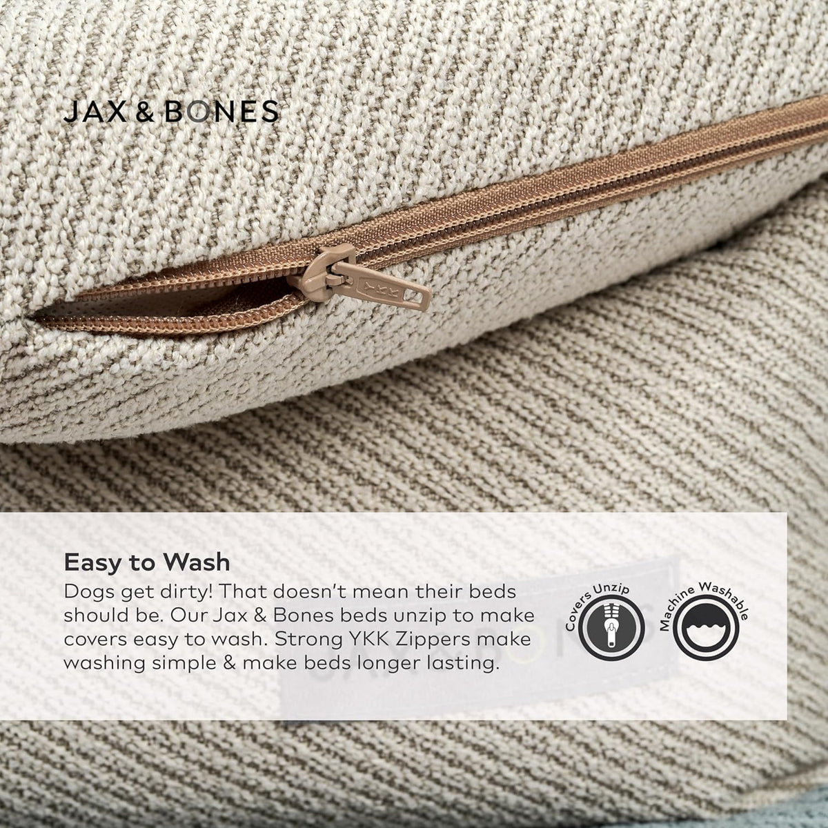 Jax & Bones Napper Grey Corduroy Dog Bed W/Bolstered Sides