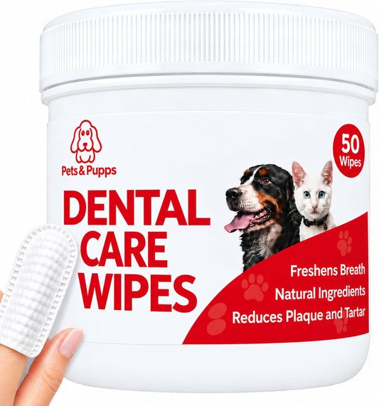 Dog Dental Wipes for Dogs & Cats,Finger Toothbrush Wipes for Teeth Cleaning,No-Rinse Daily Oral Care,Dog Teeth Cleaning Wipes Reduce Plaque Tartar & Bad Breath,Alternative Dog Toothbrush & Toothpaste