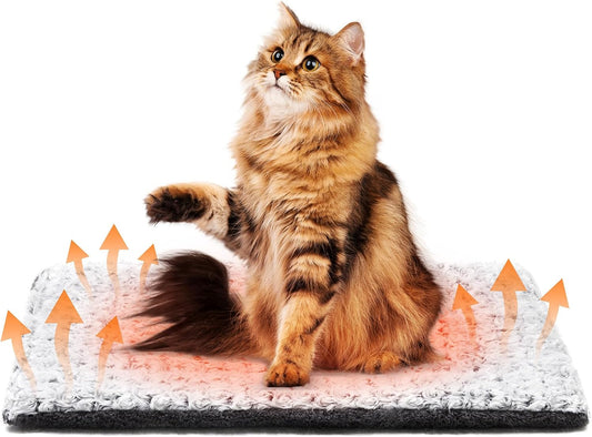Papettly Self Warming Cat Bed 24 X 18 in - Dogs Cat Beds for Indoor Outdoor, Machine Washable, 3Cm/1.18In Thickened Pet Heating Pad for Cats & Dogs, Double Side Premium Soft