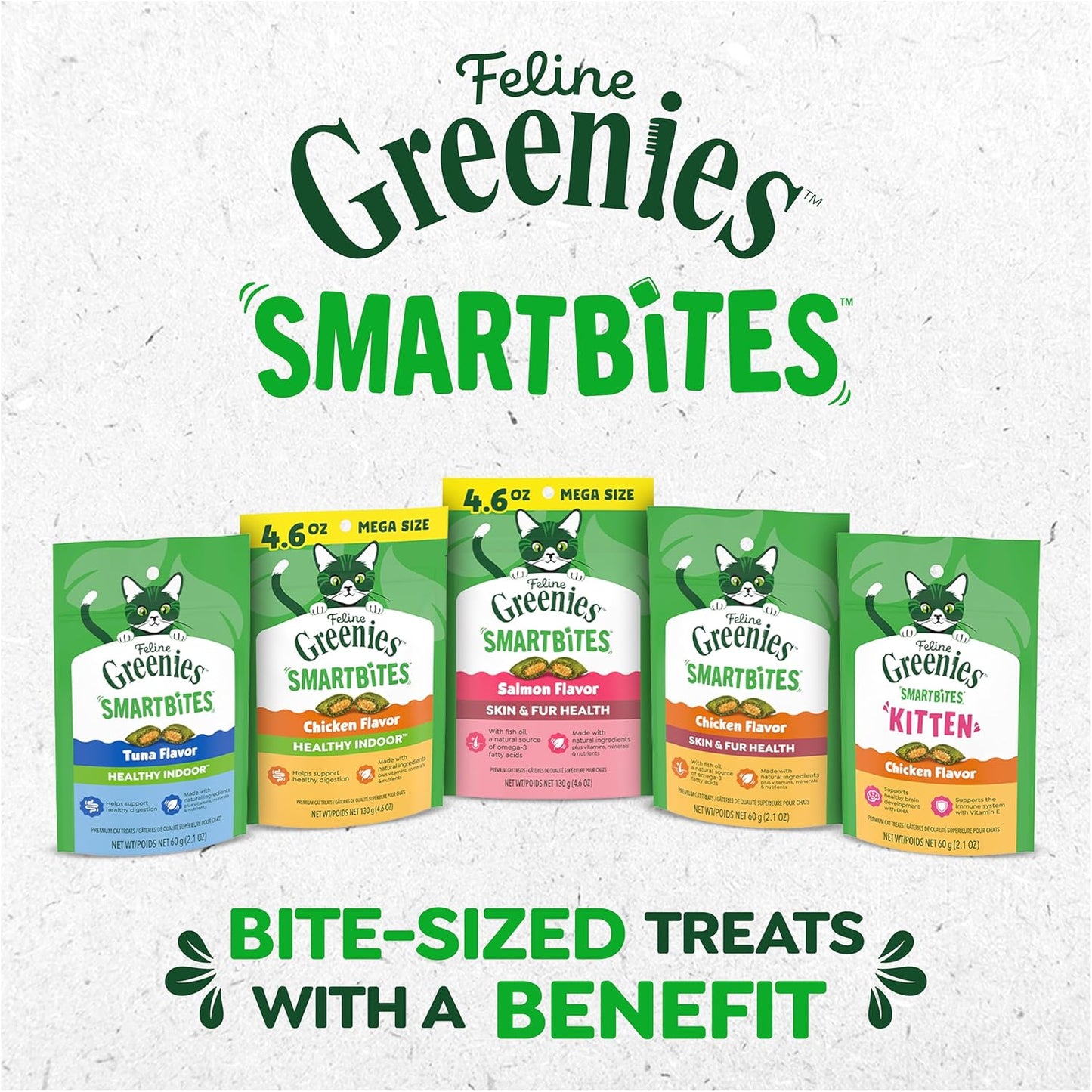 Greenies Feline Smartbites, Cat Treats Healthy Recipe, Indoor Cat Treats, Tuna Flavor, 16 Oz. Tub
