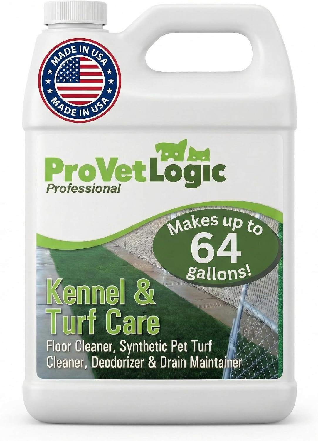 Kennel & Turf Care- Floor Cleaner, Synthetic Pet Turf Cleaner, Deodorizer & Drain Maintainer- Gallon (Concentrated)