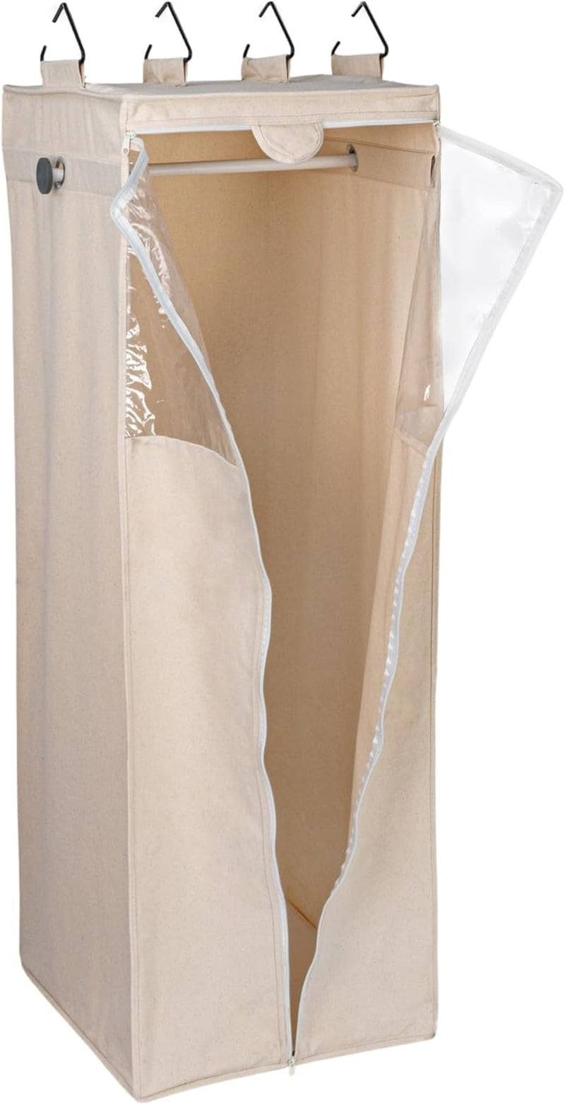 Household Essentials Cedarline Hanging Wardrobe, Heavy-Duty Cotton Canvas, Breathable, Versatile, Natural