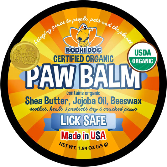 Bodhi Dog Paw Balm - Lick Safe - USDA Organic Paw Butter - Natural Paw Moisturizer Heals Dry, Cracked Paw Pads - Winter Protection - Pet Paw Balm for Dogs & Cats - Better than Paw Cream, Paw Wax (2Oz)