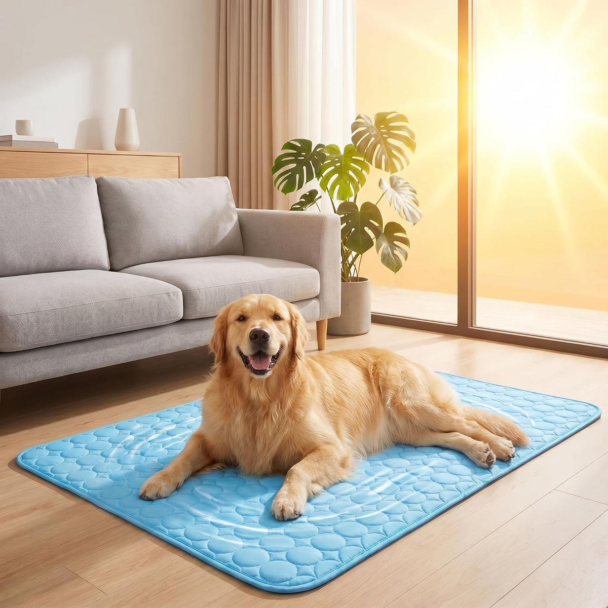 Cooling Mat for Dogs, Large Dog Cooling Mat Outdoor,Self-Cooling Mat for Giant Dogs, Portable & Washable Summer Cool Mat for Car, Crate, and Floor (Blue,59"X39")