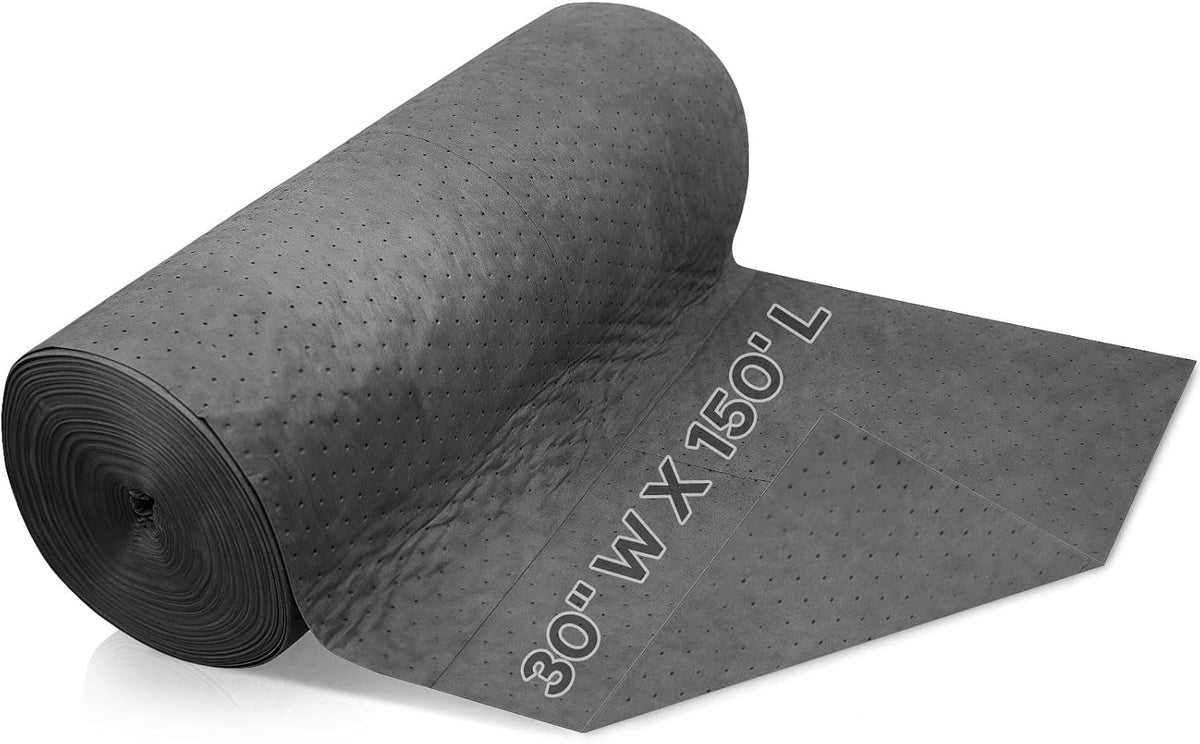 150' L X 30" W Absorbent Mat Roll, Heavyweight Oil and Watter Pads