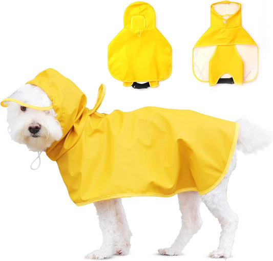 Dog Raincoat for Medium Dogs, Dog Rain Jacket with Clear Hooded, Waterproof Dog Rain Coat with Adjustable Belly Strap, Dogs Safety Vest for Outdoor Adventures Walking(Yellow,M)