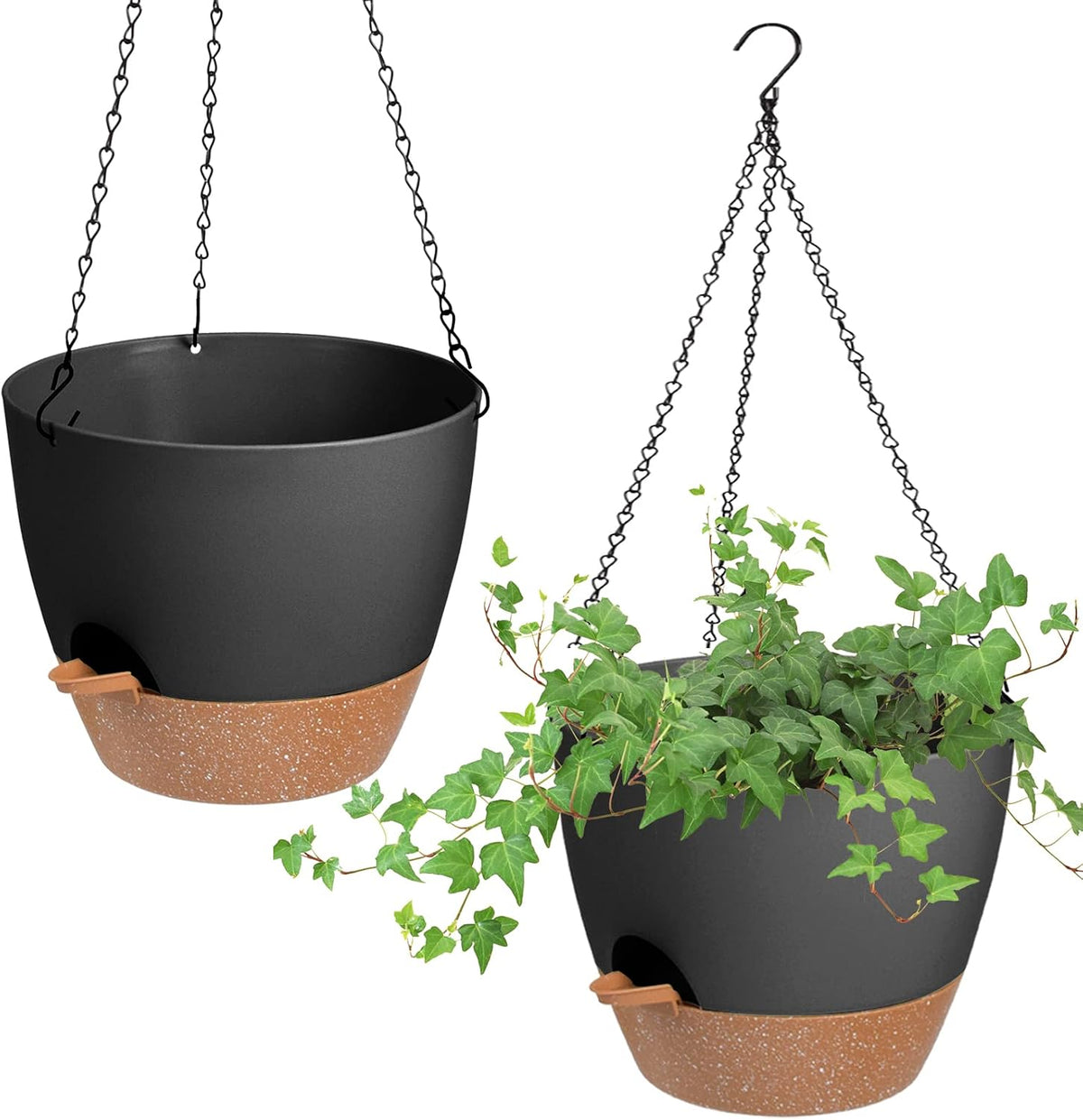 8 Inch Self Watering Hanging Planters for Indoor Outdoor Plants, 2 Pack