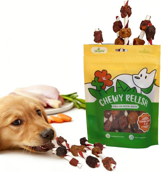 Likable Pets Dog Treats Kabobs with Fresh Duck,Chicken,Carrot,Chicken Liver-Easily Digestible,Exercises Mouth&Jaw-Healthy Dental Treats for All Dogs-Keeps Pet Happy&Healthy 7.05 Oz（Pack of 1）