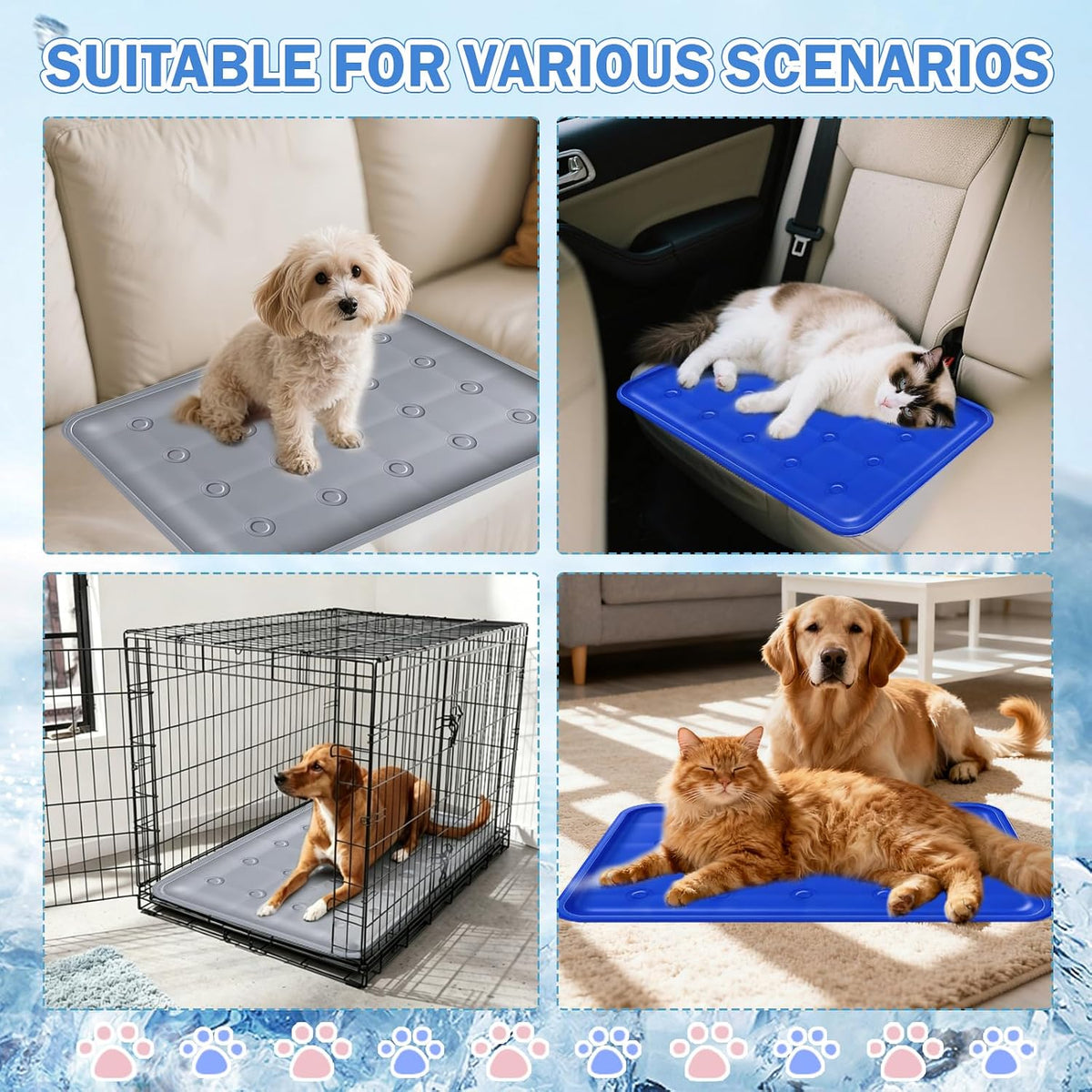 2Pcs Dog Stroller Cooling Mat for Pet Stroller Outdoor Pet Cooling Mat Waterproof Cooling Pad for Small Cat Puppy,Solid Color