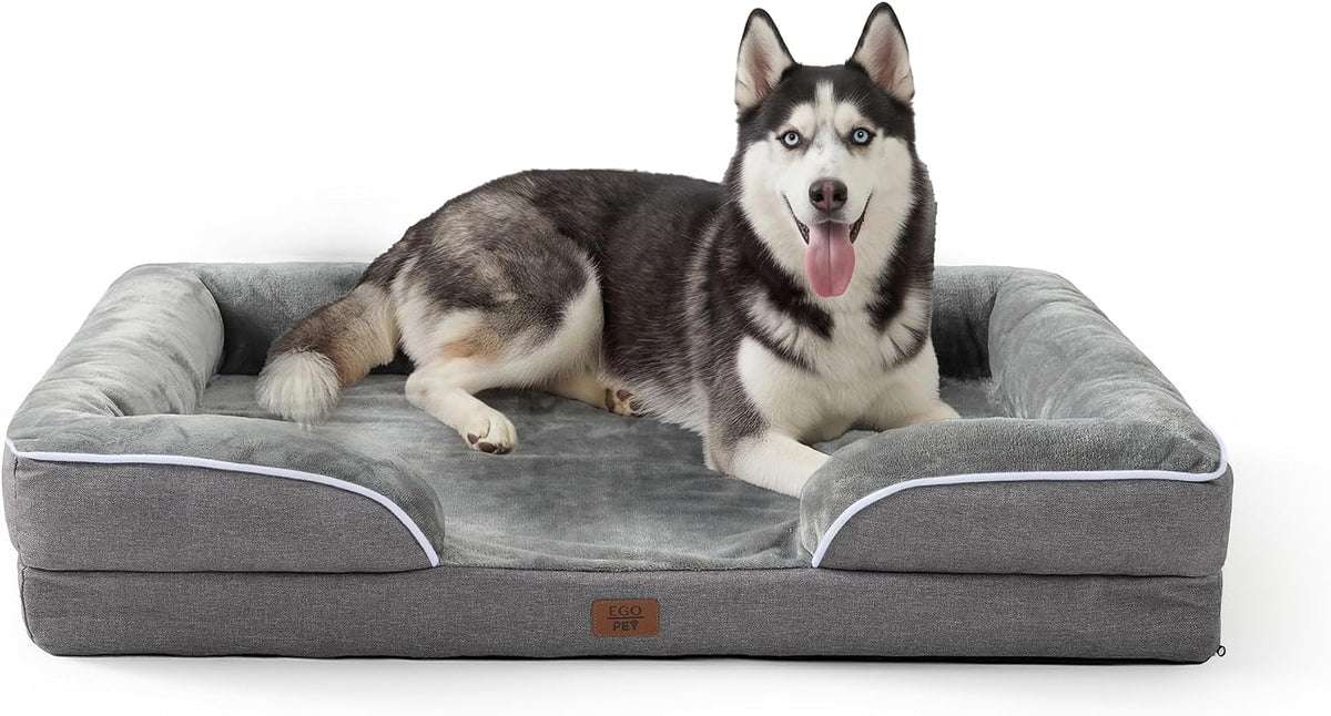 EGOHOME Washable Orthopedic Large Dog Bed 41IN Grey, Waterproof Pet Bed