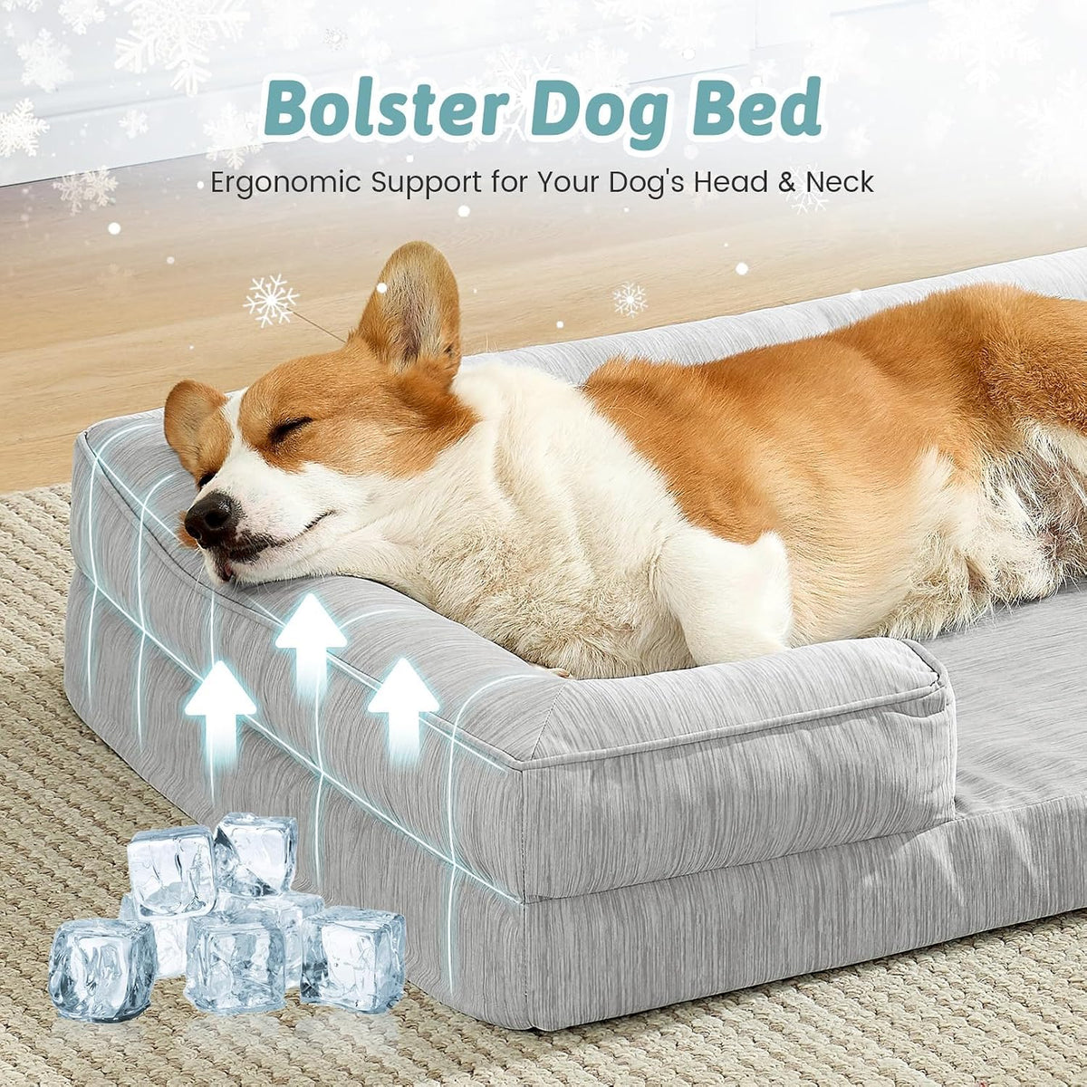 COZY KISS Orthopedic Dog Cooling Bed Washable for Extra Large Dogs, XL