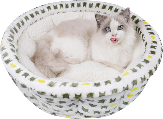 AIWIKIDE Super Soft Small Dog & Cat Bed, Anti-Anxiety Puppy Cuddler, Cozy round Fluffy Plush Pet Bed, Machine Washable Faux Fur Donut Cuddler