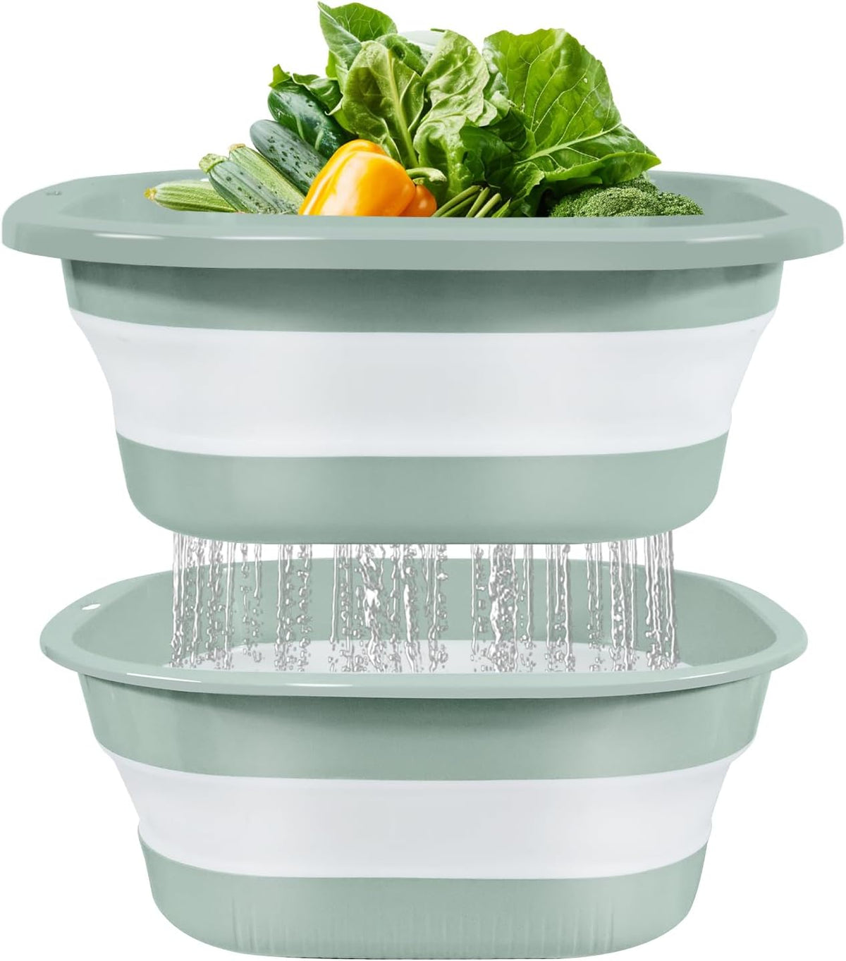 2 in 1 Collapsible Colander and Wash Basin Set, 8QT, Blue