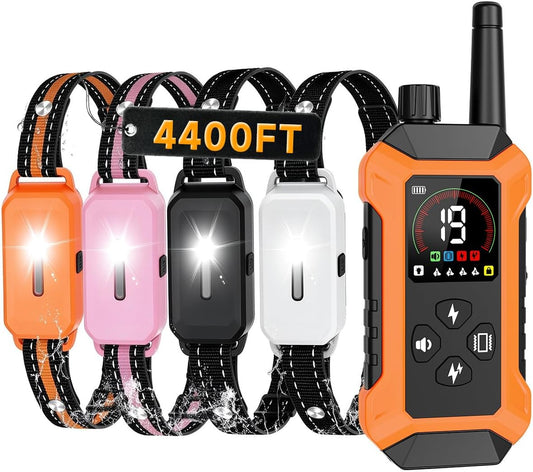Dog Shock Collar, Dog Shock Collar with Remote Control, 4400Ft Rechargeable E Waterproof Collar Dogs Training for Small Medium Large Dogs 5-150Lbs
