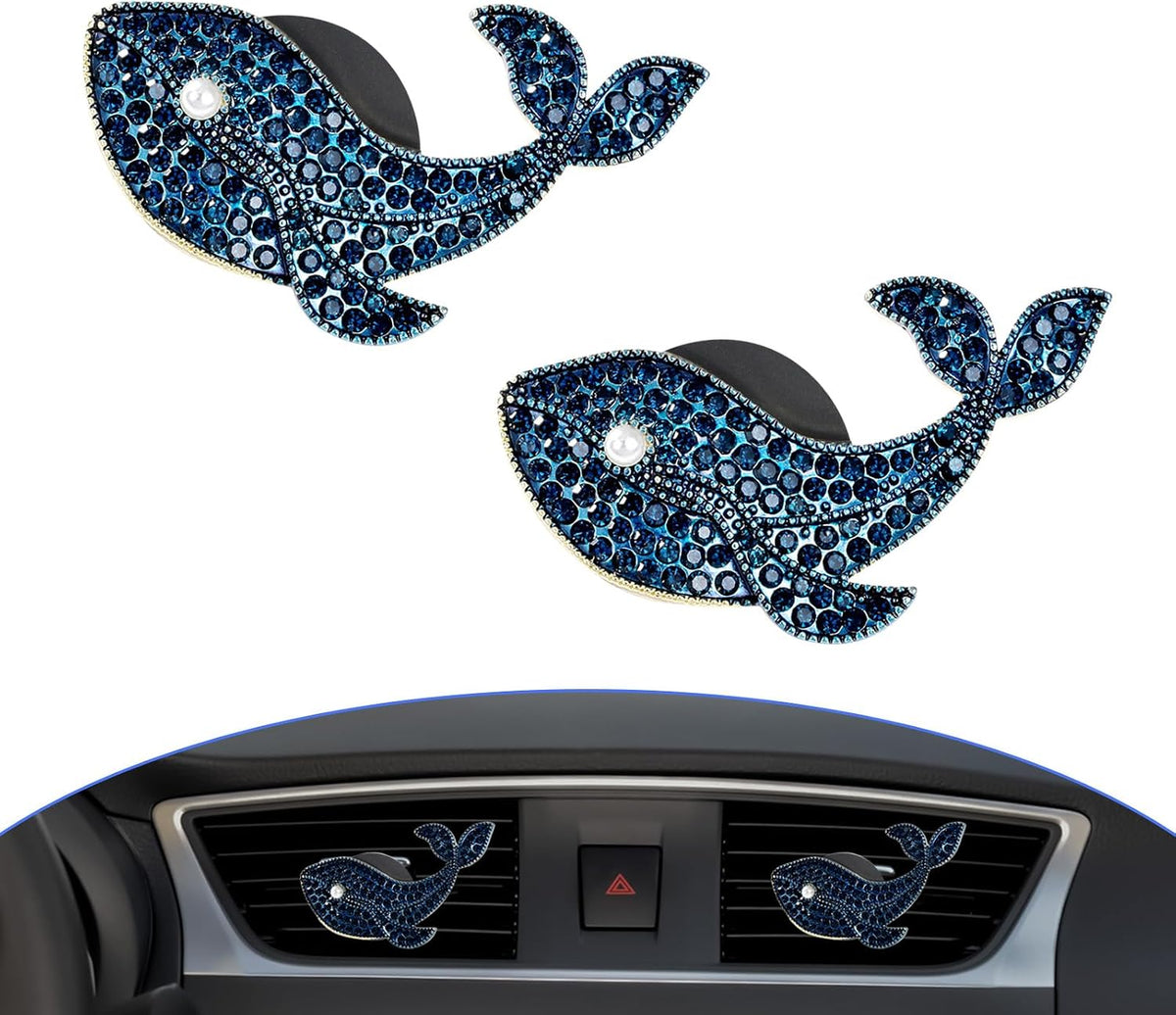 ORIESSE Beach Car Decor,Bling Whale Car Air Freshener Vent Clips