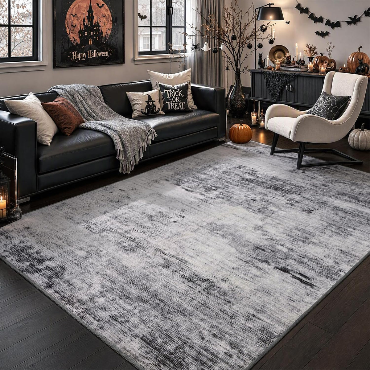 Toneed 4X6 Feet Washable Area Rugs for Bedroom Living Room, 48"X72" Grey
