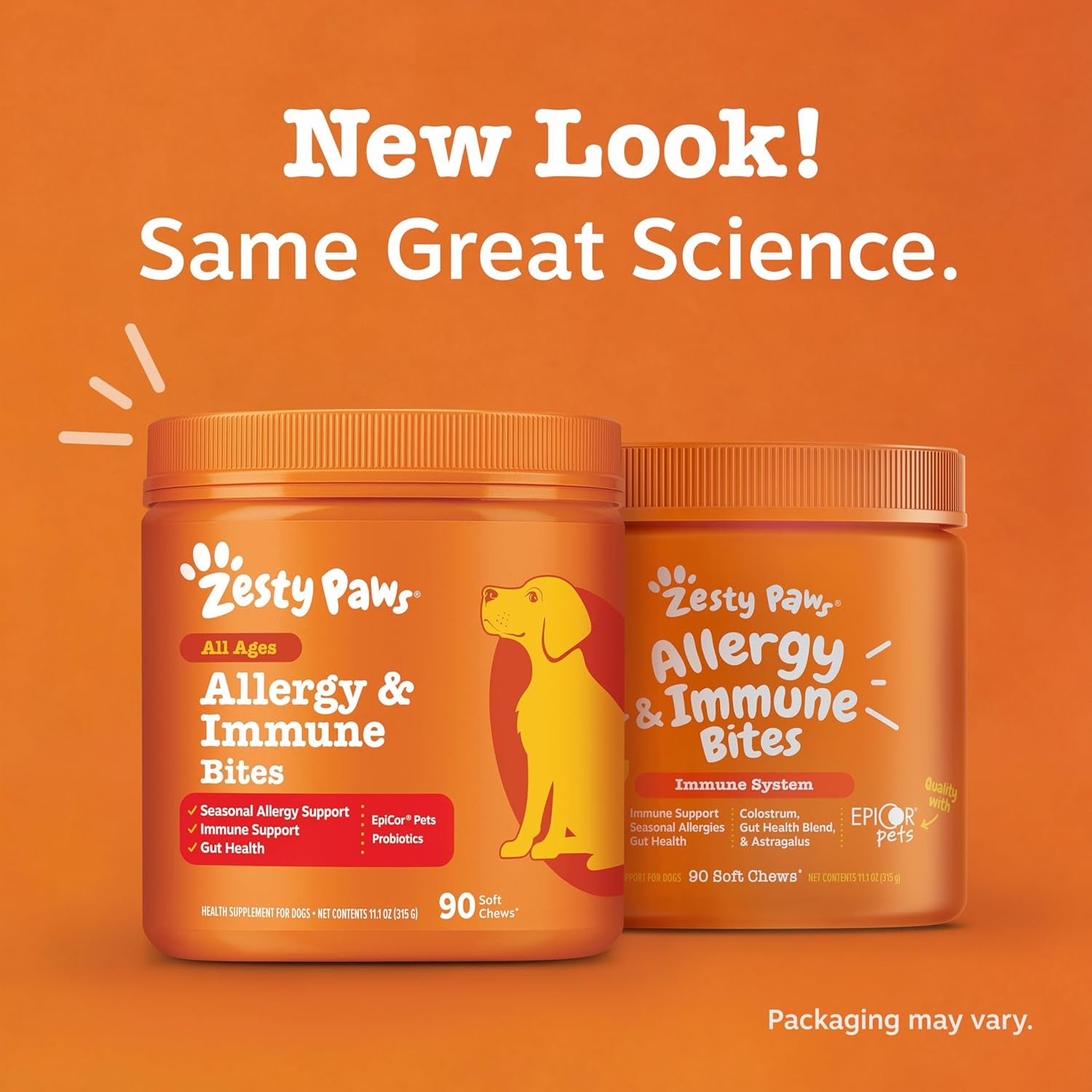Zesty Paws Allergy Immune Bites - Dog Allergy Chews, Dog Probiotics for Itchy Skin and Ears, Peanut Butter, 90Ct