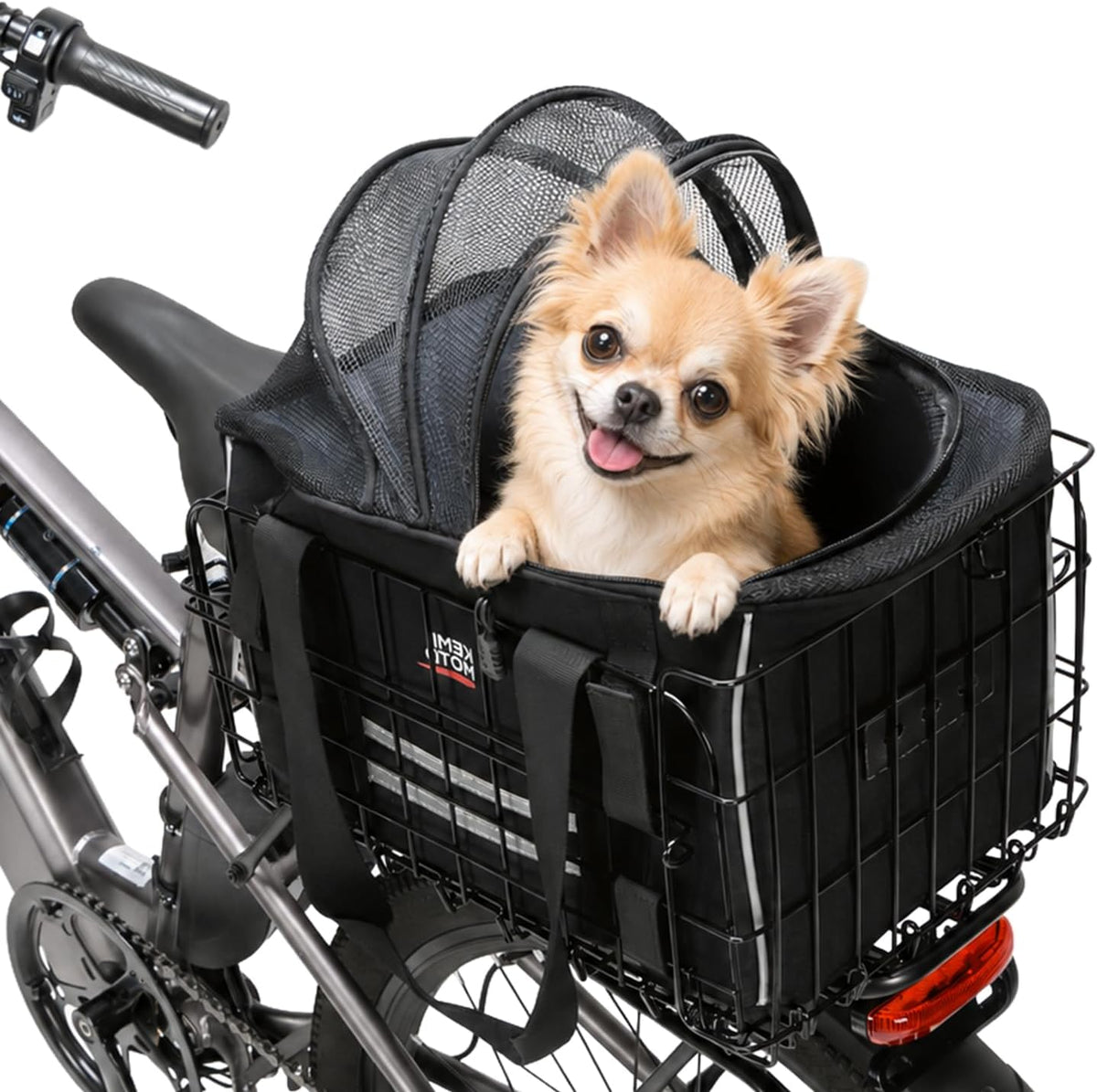 KEMIMOTO Dog Rear Bike Basket, Foldable Metal Frame & 900D Pet Carrier