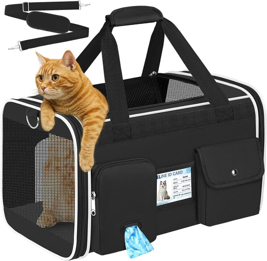 HUANLANG Large Cat Carrier Soft Sided Travel Pet Carrier Airline Approved