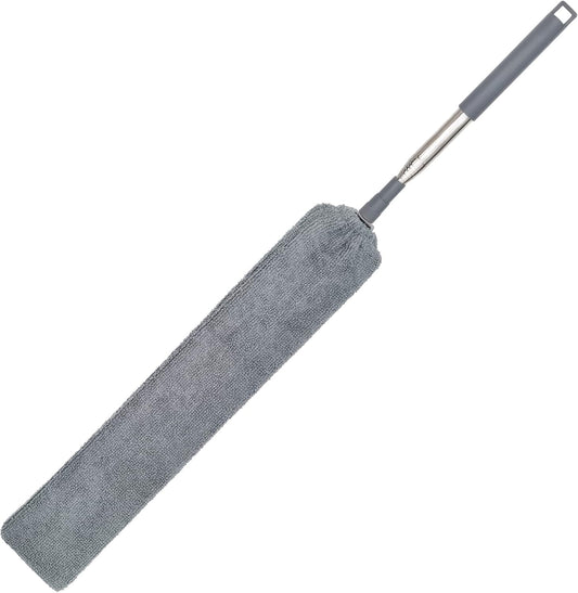 Upgraded under Appliance Cleaning Gadgets, Microfiber Gap Duster, Skinny Flat Duster with Extendable Pole 26-55 Inches, Suitable for underneath Cleaning of Furniture, Fridges, Couch, Stove, Bed