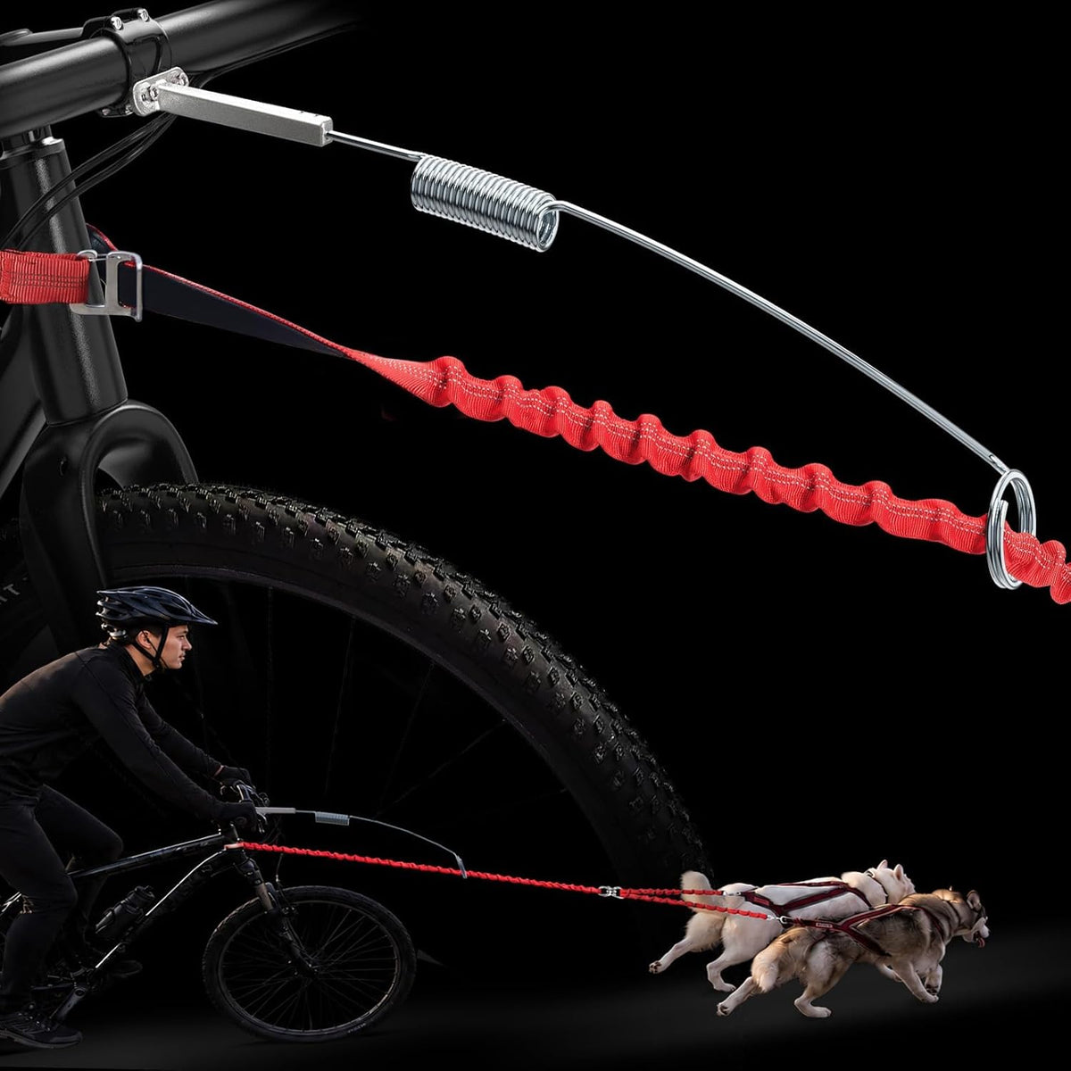 Dog Bike Leash, Shock-Absorbing Bikejoring Leash with Antenna for M/Large Dogs