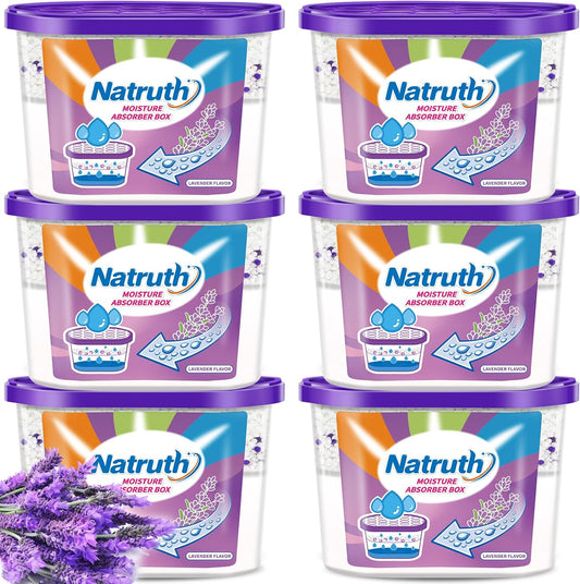 NATRUTH Moisture Absorbers with Lavender Scent,12.5Oz*6-Pack Portable Closet Dehumidifier, Odor Eliminator Absorber Bucket,Humidity Absorber,Cleaner Air Dehumidifier for Closet,Bathrooms, Kitchen