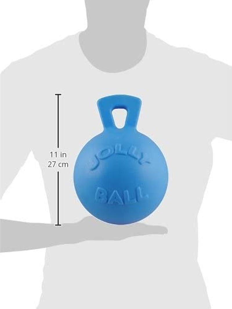 Jolly Pets Tug-N-Toss Heavy Duty Dog Toy Ball with Handle, 8 Inches/Large, Blueberry