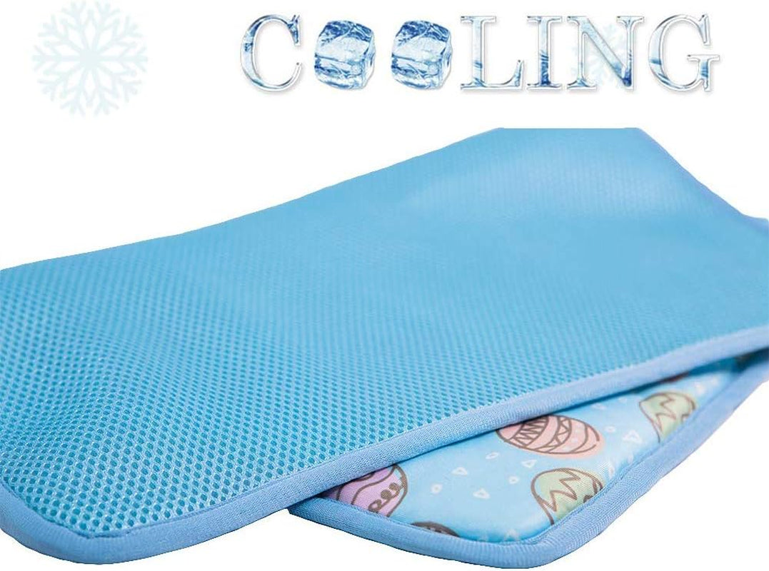 SEIS Self-Cooling Dog Mat,Ice Silk Cats Pad,Summer Pet Indoor Bed,Blue,M