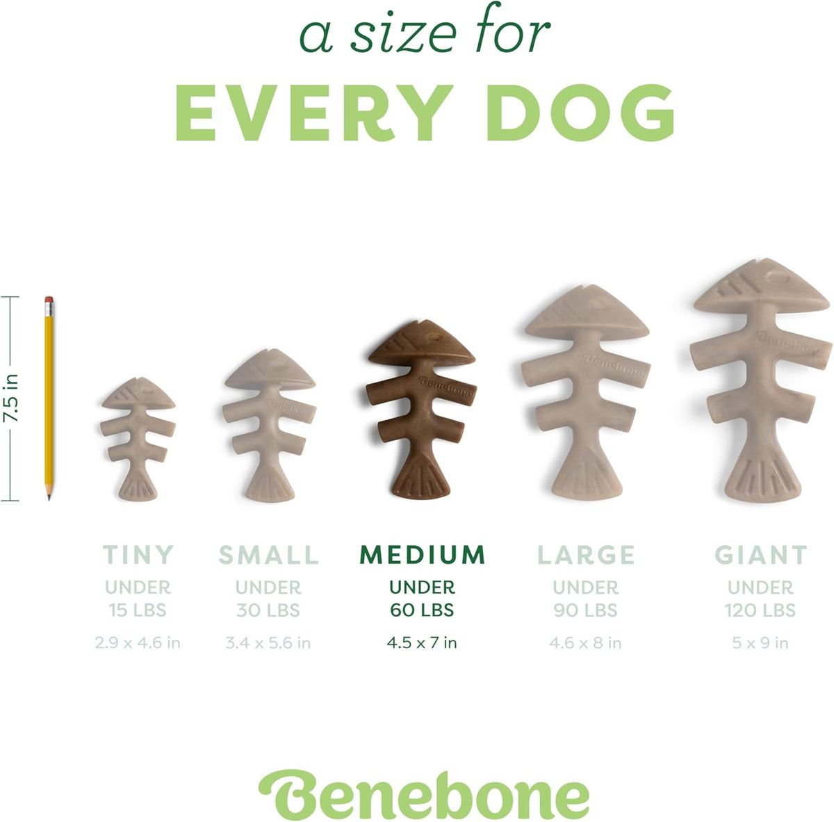 Benebone Fishbone Durable Dog Chew Toy for Aggressive Chewers, Medium