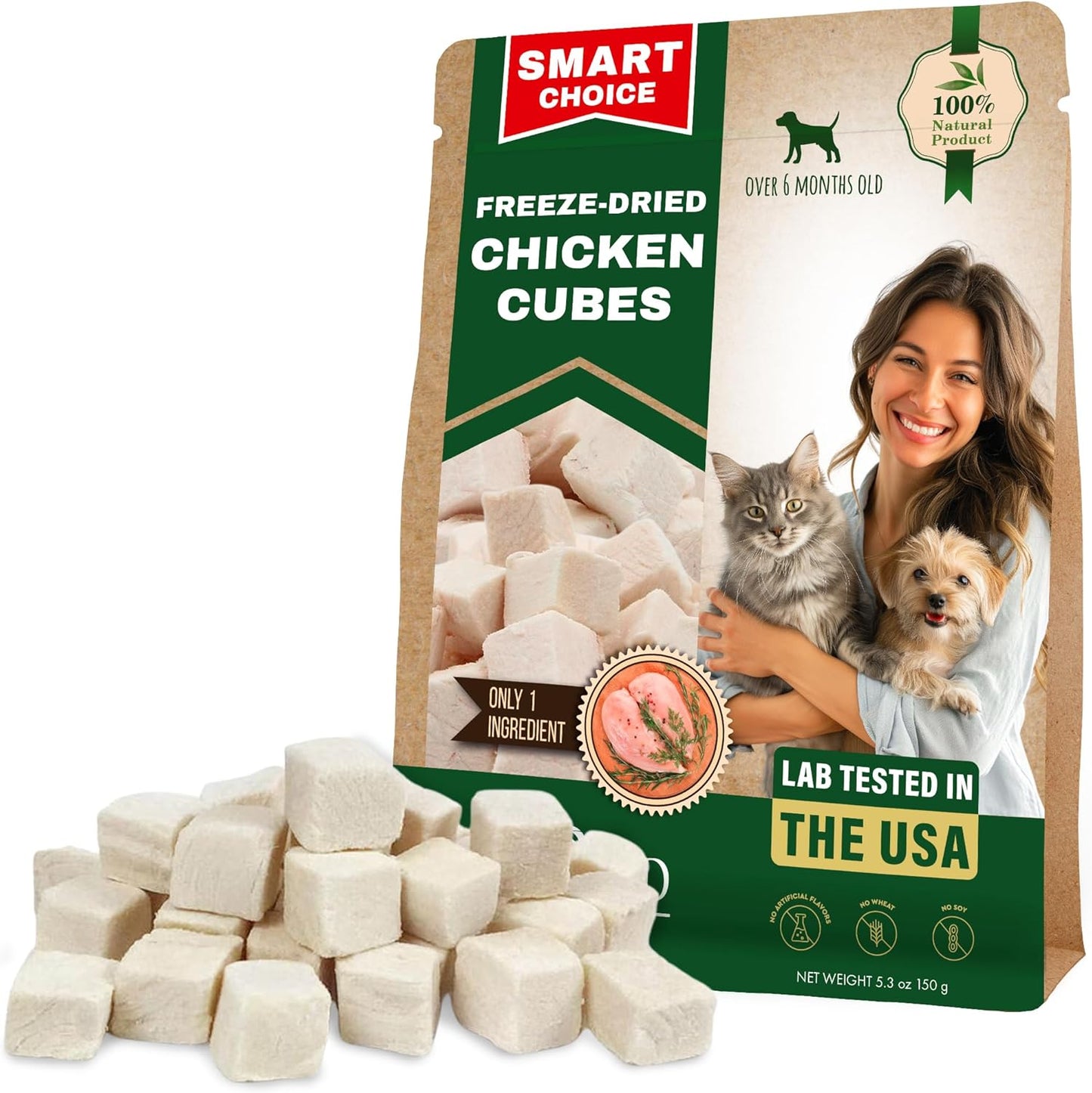 Beloved Pets Dog & Cat Treats Freeze Dried Chicken Cubes 5.3 Oz - All Natural Meat Raw Pet Food - Human Grade High-Protein Snacks & Grain-Free Jerky Chews for Cats and Small Dogs