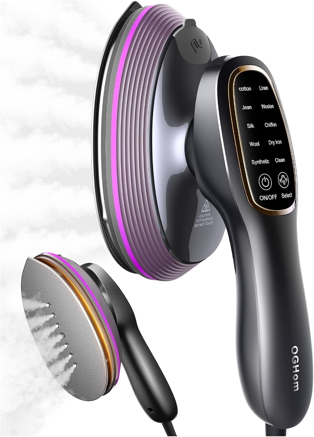 Oghom 2-In-1 Iron & Steamer for Clothes, Handheld Garment Wrinkle Remover