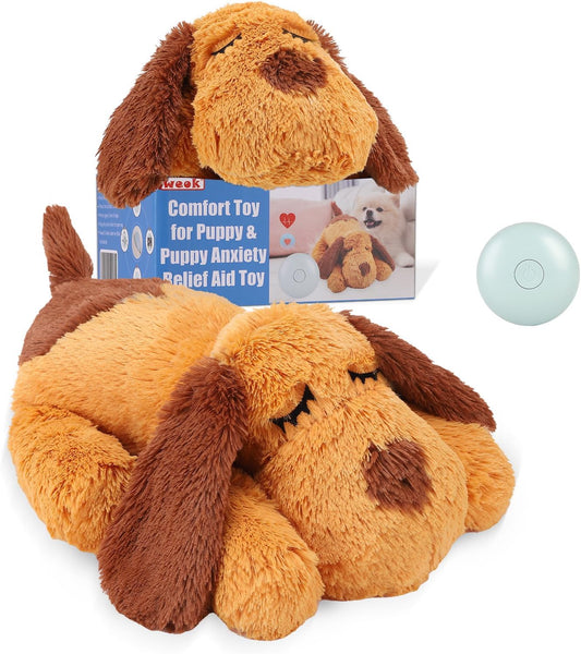 WEOK Heartbeat Puppy Toy, Comfort Cuddler Pillow, Dog Anxiety Relief Calming Aid,Heartbeat Stuffed Toy for Dogs,Puppy Heartbeat Toy Sleep Aid,Dog Heartbeat Toy for Pet