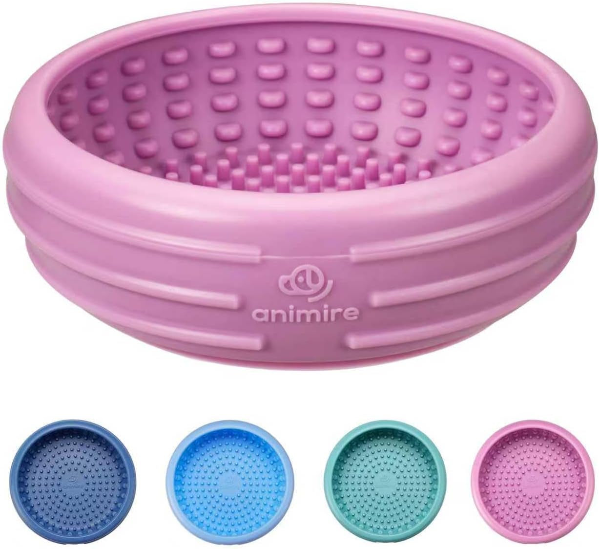 Dog Lick Bowl, Animire Freeze Lick Mat for Dogs, Non-Slip Slow Feeder Licking Bowl Enrichment Treat for Distraction Anxiety Relief, Food Grade Silicone, Dishwasher Safe(Pastel Purple,S)