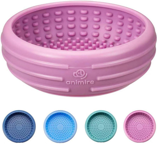 Dog Lick Bowl, Animire Freeze Lick Mat for Dogs, Non-Slip Slow Feeder Licking Bowl Enrichment Treat for Distraction Anxiety Relief, Food Grade Silicone, Dishwasher Safe(Pastel Purple,S)