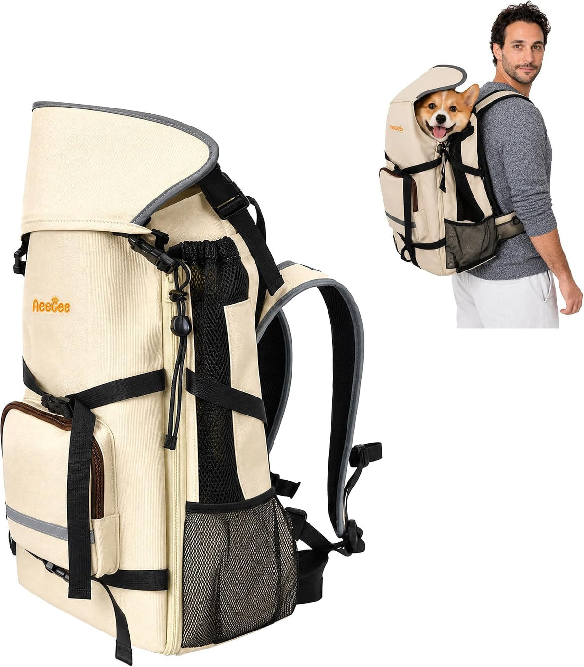 Waterproof 900D Nylon Dog Backpack Carrier for Medium Dogs under 30 Lb