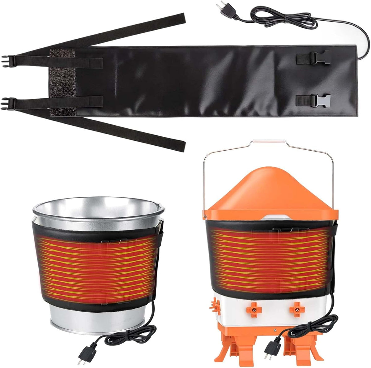 7" W×30" L Chicken Water Heater Belt Strap, Energy Saving Heated Poultry Coop Waterer Warmer with 6Ft Cable for Prevent 2-5 Gal Bucket Freeze in Extremely Cold Winter,Auto Temp Control& Easy Install