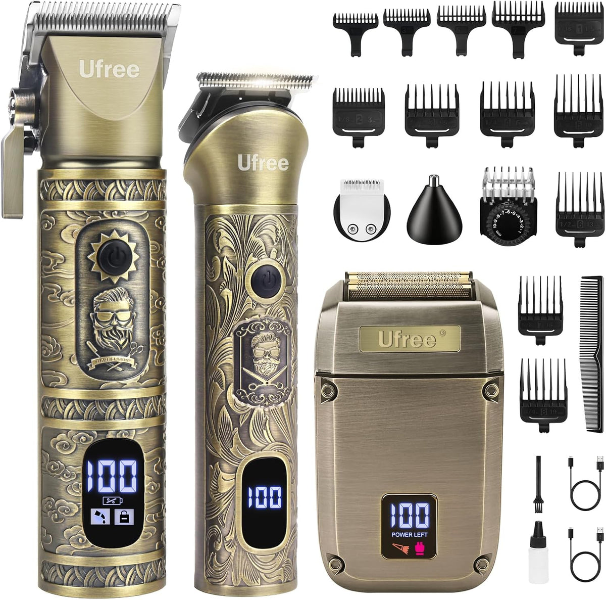 Ufree Hair Clippers for Men, Beard Trimmer, Foil Shaver 3-In-1 Grooming Kit