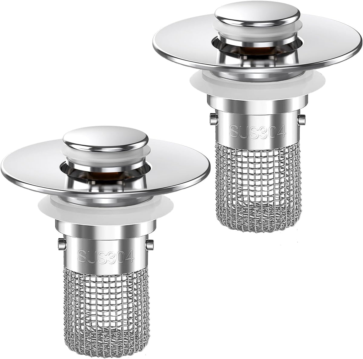 Bathroom Sink Drain Strainer,(2Pcs) Pop-Up Sink Drain Strainer with Removable Stainless Steel Strainer Basket Hair Catcher, Bathroom Sink Strainer for Bathroom Sink Stopper Replacement