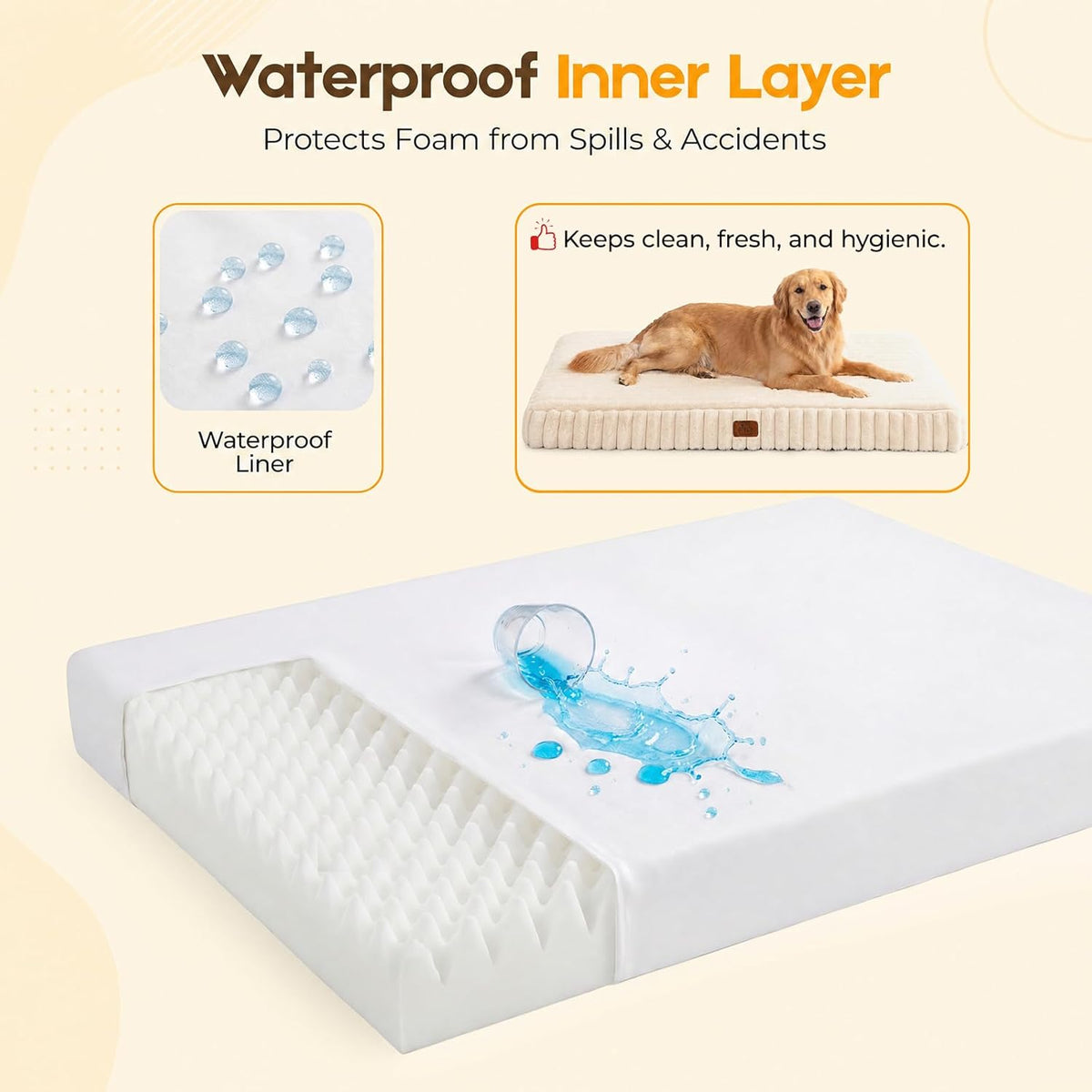 Orthopedic Dog Bed for Medium Dog, Waterproof Washable Pet Bed for Crate