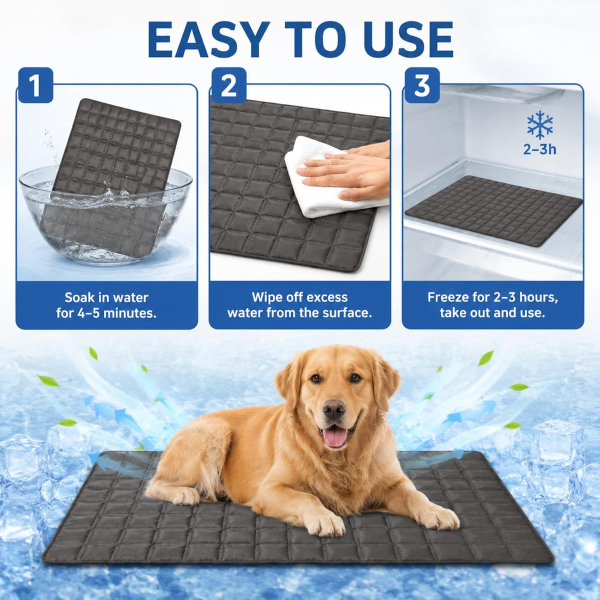 WORLD-BIO Cooling Mat for Dogs, Cooling Gel Pad for Dogs & Cats, Non-Toxic, Ice Cell Mat for Home/Car/Travel, 17 X 24.5 Inches
