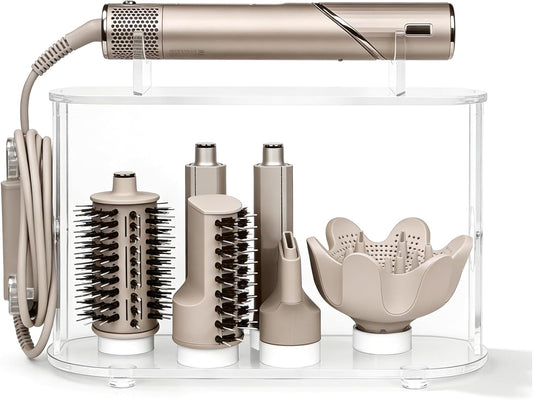 Affogato Storage Holder Compatible with Shark Flexstyle HD430C, Desktop Organizer for Storage Attachments, Acrylic Hairdryer Rack with Cord Hanger for Accessories Curlers Brushes Diffuser