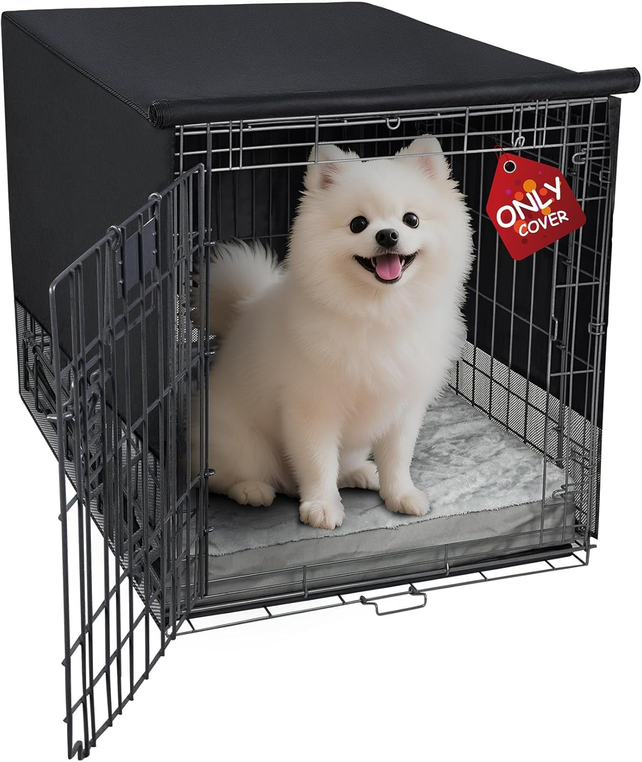 Explore Land Breathable Dog Crate Cover - 4 Sides Mesh Ventilation, Basic Pet Kennel Cover, All Sides Open, Universal Fit for 1 2 3 Doors 24 Inches Wire Dog Crate